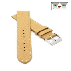 Feines flaches Easy-Klick Kalbsleder Uhrenarmband Modell Kuba-XL vanille-beige 16 mm