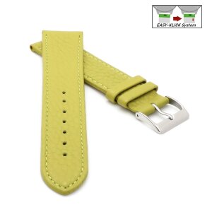 Feines flaches Easy-Klick Kalbsleder Uhrenarmband Modell Kuba-XL limette-gelb 20 mm