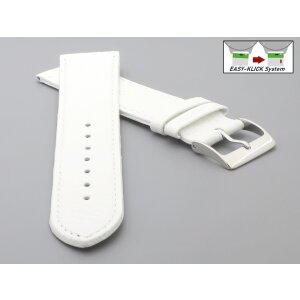 Feines flaches Easy-Klick Kalbsleder Uhrenarmband Modell Kuba-XL weiß 20 mm