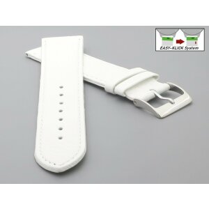 Feines flaches Easy-Klick Kalbsleder Uhrenarmband Modell Kuba-NL weiß 22 mm
