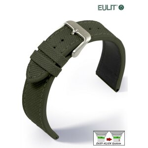 Eulit Easy-Klick Canvas Textil Uhrenarmband Modell Canvas oliv-grün 22 mm