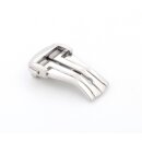 High-End Faltschließe Edelstahl silber poliert Modell Mega 18 mm, komp. Omega