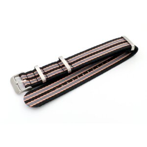 GEO-Straps Nato Nylon Uhrenarmband Modell Beat-S schwarz-rosa-grau 22 mm