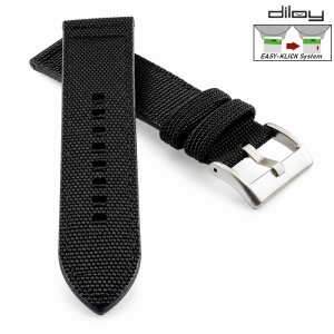 Diloy Easy-Klick Canvas Textil Uhrenarmband Modell Discover schwarz 18 mm