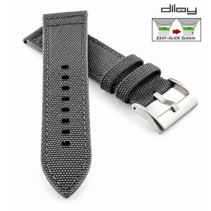 Diloy Easy-Klick Canvas Textil Uhrenarmband Modell Discover grau-silber 18 mm