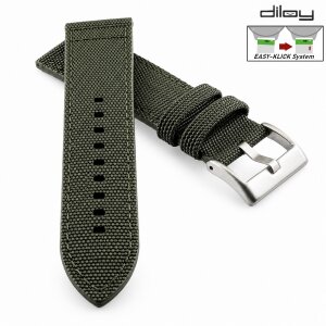 Diloy Easy-Klick Canvas Textil Uhrenarmband Modell Discover oliv-grün 20 mm