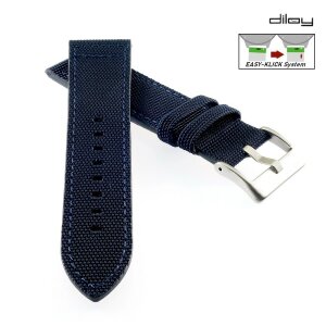 Diloy Easy-Klick Canvas Textil Uhrenarmband Modell Discover blau 20 mm