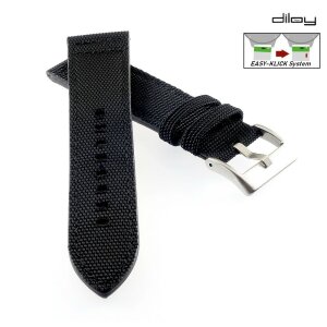 Diloy Easy-Klick Canvas Textil Uhrenarmband Modell Discover schwarz 22 mm