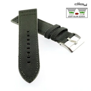 Diloy Easy-Klick Canvas Textil Uhrenarmband Modell Discover oliv-grün 22 mm