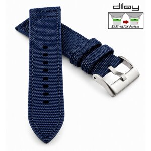 Diloy Easy-Klick Canvas Textil Uhrenarmband Modell Discover blau 24 mm