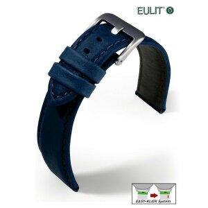 EULIT Easy-Klick Rindleder Uhrenarmband Modell Montreal wasserfest blau 22 mm