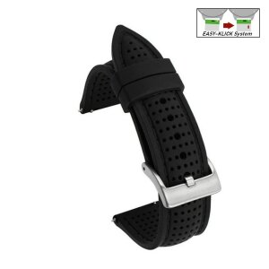 Easy-Klick Premium Silikon Uhrenarmband Modell Capri schwarz-schwarz 20 mm