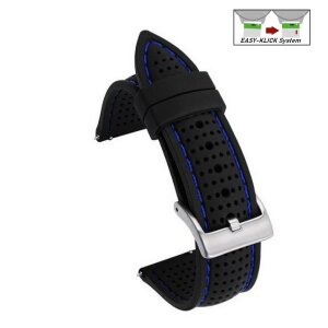 Easy-Klick Premium Silikon Uhrenarmband Modell Capri schwarz-blau 20 mm