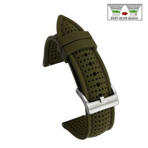 Easy-Klick Premium Silikon Uhrenarmband Modell Capri oliv-grün 24 mm