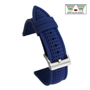 Easy-Klick Premium Silikon Uhrenarmband Modell Capri blau 22 mm