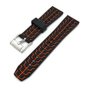 Premium Rallye Silikon Uhrenarmband Modell Katar schwarz-orange 24 mm