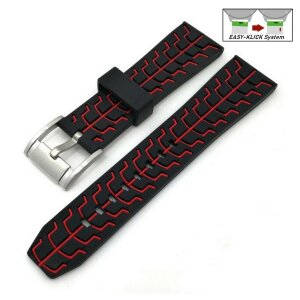 Premium Easy-Klick Rallye Silikon Uhrenarmband Modell Katar schwarz-rot 22 mm