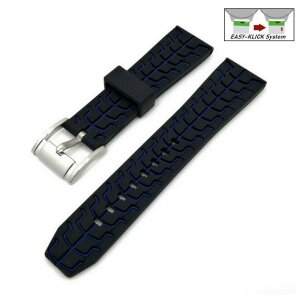 Premium Easy-Klick Rallye Silikon Uhrenarmband Modell Katar schwarz-blau 22 mm