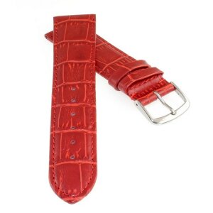 Feines Alligator Leder Uhrenarmband Modell Lausanne-NL rot-TiT 21 mm