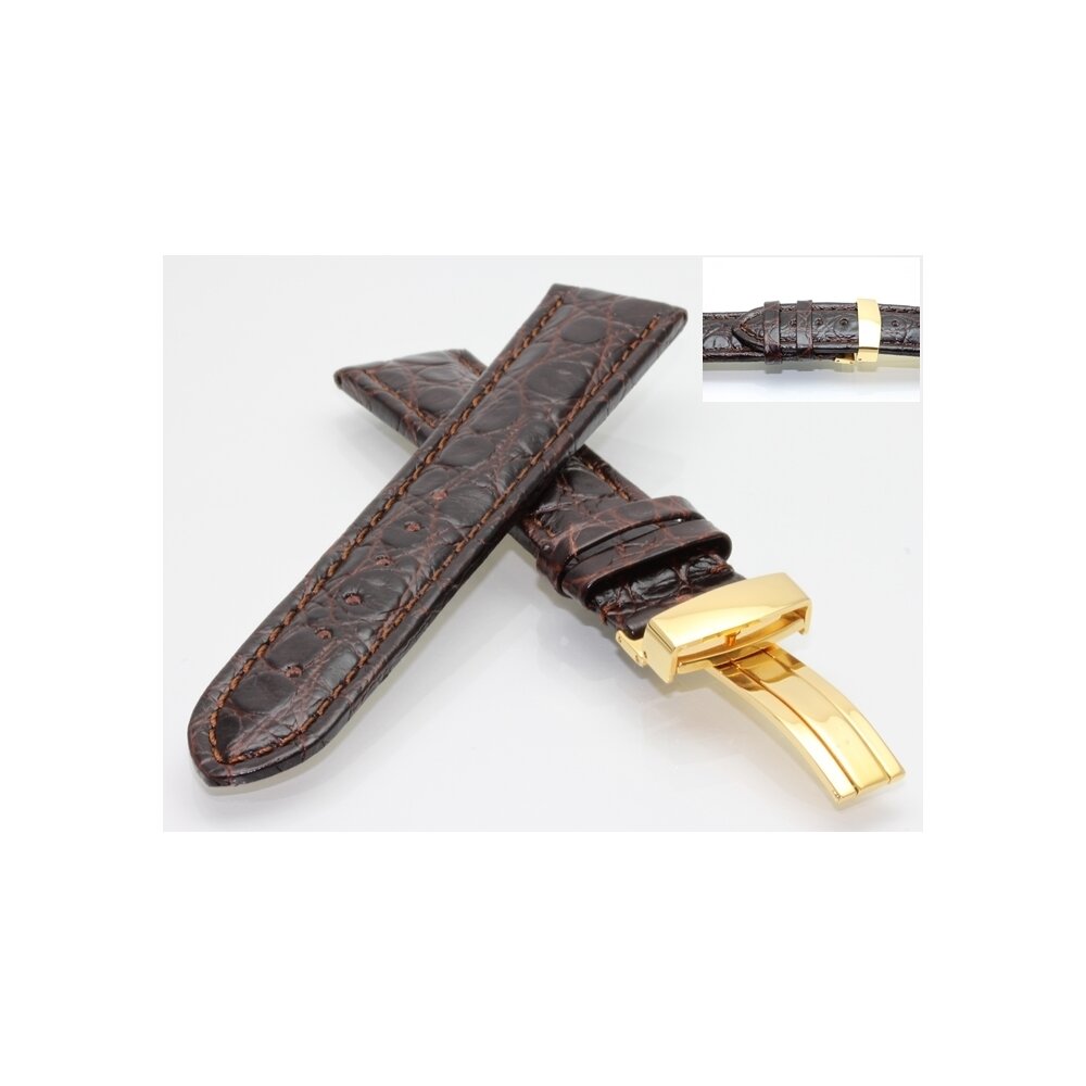 Echt Strauß Uhrenband Modell Liberty-FS-G Mocca 18 Mm Faltschließe