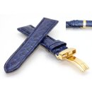 Kroko-Alligator Uhrenarmband Modell African-FS blau 18 mm, Faltschlie&szlig;e