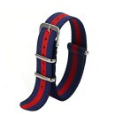 Nato-Nylon Durchzugs-Uhrenarmband Modell Textec blau-rot...