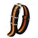 Nato-Nylon Durchzugs-Uhrenarmband Modell Textec schwarz-orange 18 mm Nato Strap