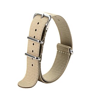 Nato-Nylon Durchzugs-Uhrenarmband Modell Textec beige-creme 20 mm Nato Strap