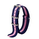 Nato-Nylon Durchzugs-Uhrenarmband Modell Textec blau-rosa 18 mm Nato Strap