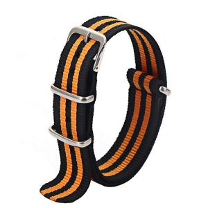 Nato-Nylon Durchzugs-Uhrenarmband Modell Textec schwarz-orange 18 mm Nato Strap