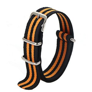 Nato-Nylon Durchzugs-Uhrenarmband Modell Textec schwarz-orange 20 mm Nato Strap