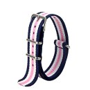 Nato-Nylon Durchzugs-Uhrenarmband Modell Textec blau-weiß-rosa 22 mm Nato Strap