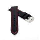 Canvas-Nylon Textil Uhrenarmband Modell Oxfort schwarz-rot 22 mm, wasserfest