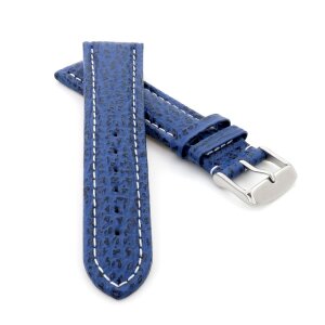 Echt Haifisch Uhrenarmband Modell Poseidon-XL ozeanblau 22 mm, XL-extralang