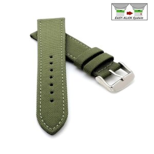 Easy-Klick Canvas-Nylon Textil Uhrenarmband Modell Oxfort grün 23 mm, wasserfest