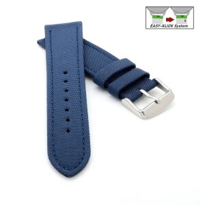 Easy-Klick Canvas-Nylon Textil Uhrenarmband Modell Oxfort blau 24 mm, wasserfest