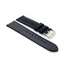 Easy-Klick Canvas-Nylon Textil Uhrenarmband Modell Oxfort schwarz-blau 20 mm, wasserfest