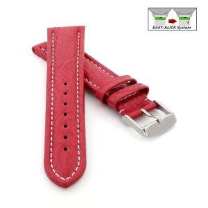 Echt Haifisch Easy-Klick Uhrenarmband Modell Poseidon-NL rot 22 mm, Normallänge