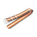 GEO-Straps Nato Nylon Uhrenarmband Modell Nitro grau-orange-weiß 22 mm