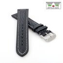 Echt Haifisch Easy-Klick Uhrenarmband Modell Poseidon-XL schwarz 18 mm, XL-extralang