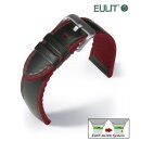 Eulit Easy-Klick Hybrid Silikon-Leder Uhrenarmband Modell Eutec-Waterproof schwarz-rot 24 mm