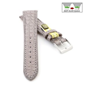 Fluco Easy-Klick Limited-Edition echt Krokodil Uhrenarmband Modell Burma hell-grau 18 mm