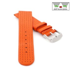 Perforiertes Easy-Klick Leder-Uhrenarmband Modell Golfing orange 18 mm