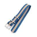 Nato Nylon Uhrenarmband Modell Luxor-S blau-weiß-orange 20 mm, komp. Tudor