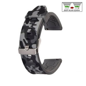 Easy-Klick Camouflage Silikon Uhrenarmband Modell Jungle grau 20 mm