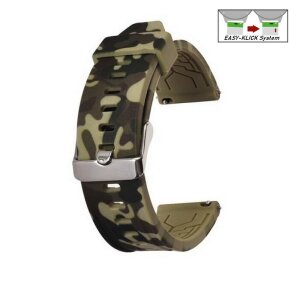 Easy-Klick Camouflage Silikon Uhrenarmband Modell Jungle oliv-grün 20 mm