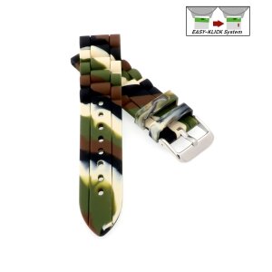 Easy-Klick Camouflage Silikon Uhrenarmband Modell Manola grün-braun-beige 22 mm