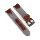 Canvas-Nylon-Leder Textil Uhrenarmband Modell Alabama grau-braun 22 mm