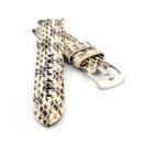 Echt Python-Schlange Uhrenarmband Modell Python-Chrono weiß-beige 20 mm