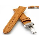 Echt Strau&szlig; Uhrenband Modell Liberty-FS cognac 18 mm Faltschlie&szlig;e